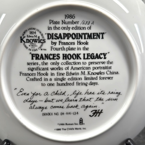 Edwin M. Knowles “Disappointment”Collectible Plate - Picture 2 of 5